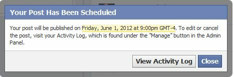 fb8 facebook schedule confirmation